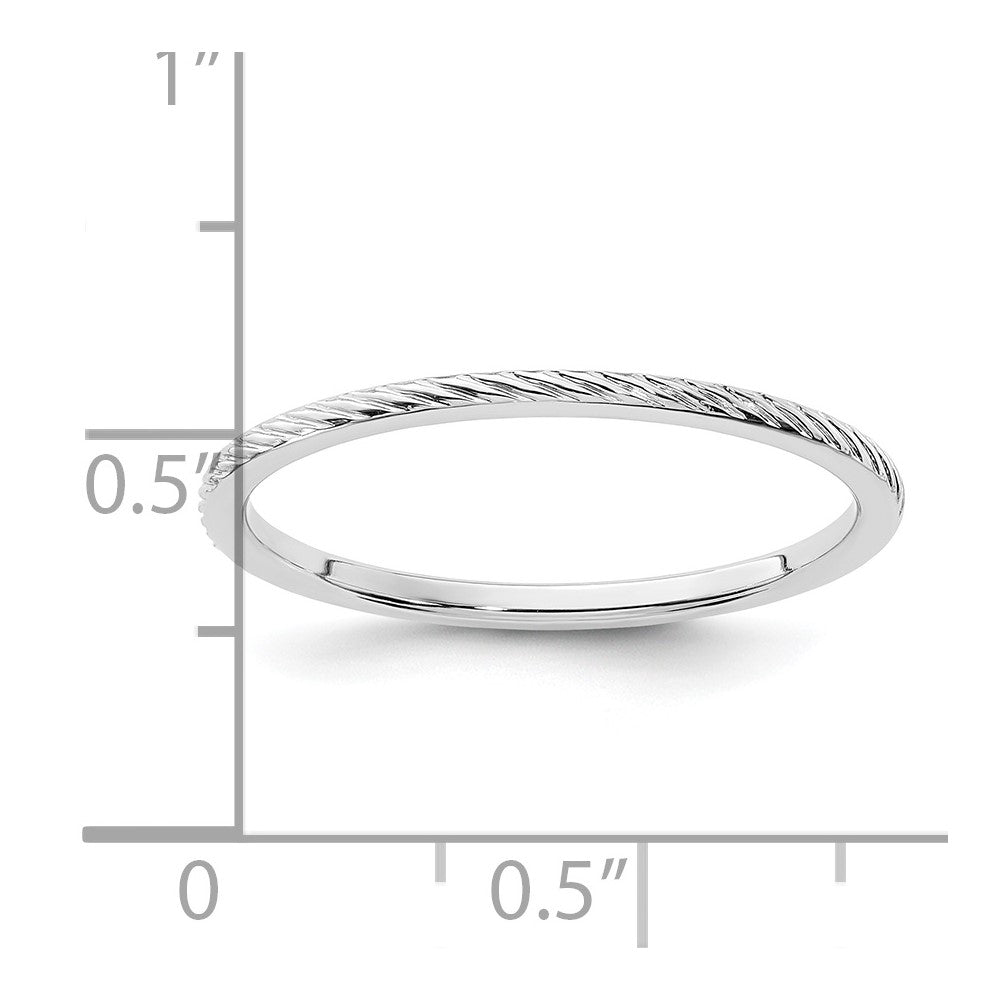 14K White Gold 1.2mm Twisted Wire Pattern Stackable Band Size 4