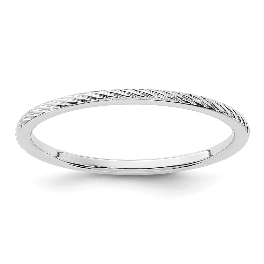 14k White Gold 1.2mm Twisted Wire Pattern Stackable Band Size 5