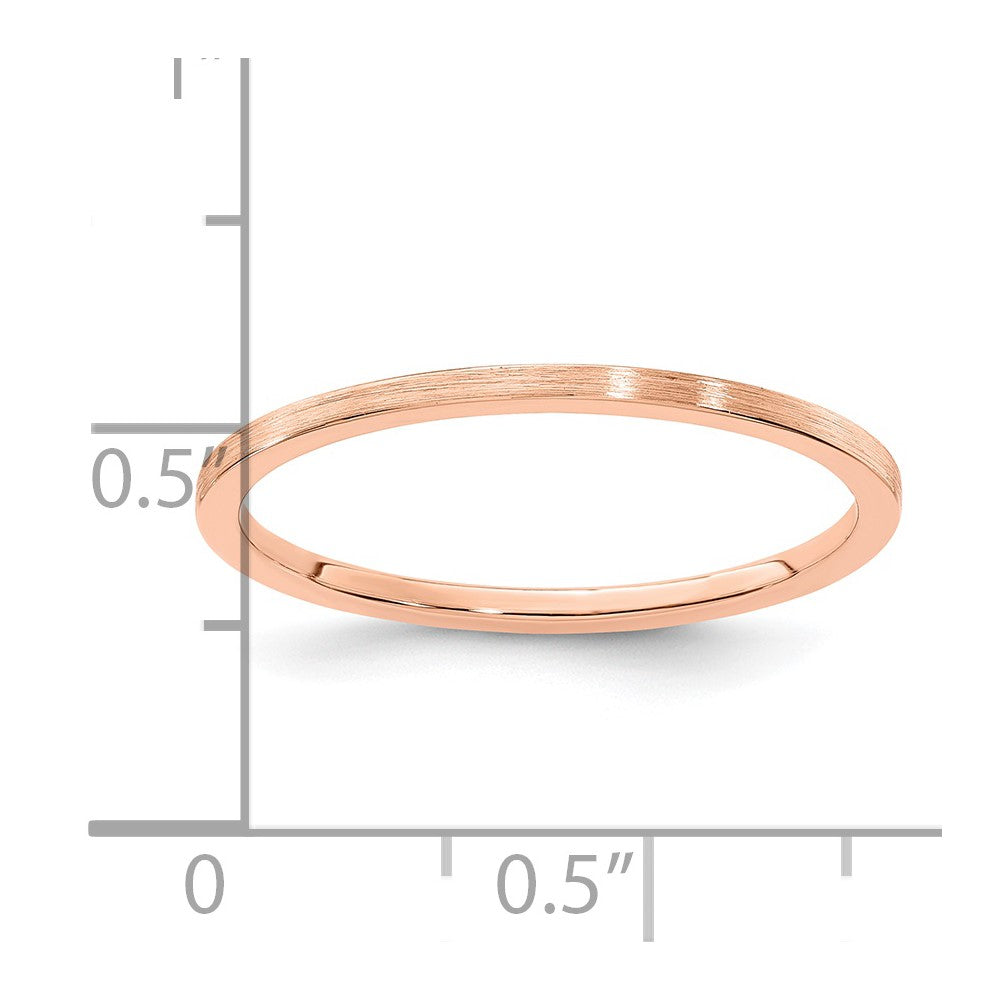 14K Rose Gold 1.2mm Flat Satin Stackable Band Size 8.5