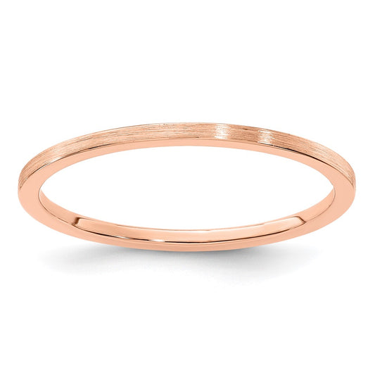 14K Rose Gold 1.2mm Flat Satin Stackable Band Size 8.5
