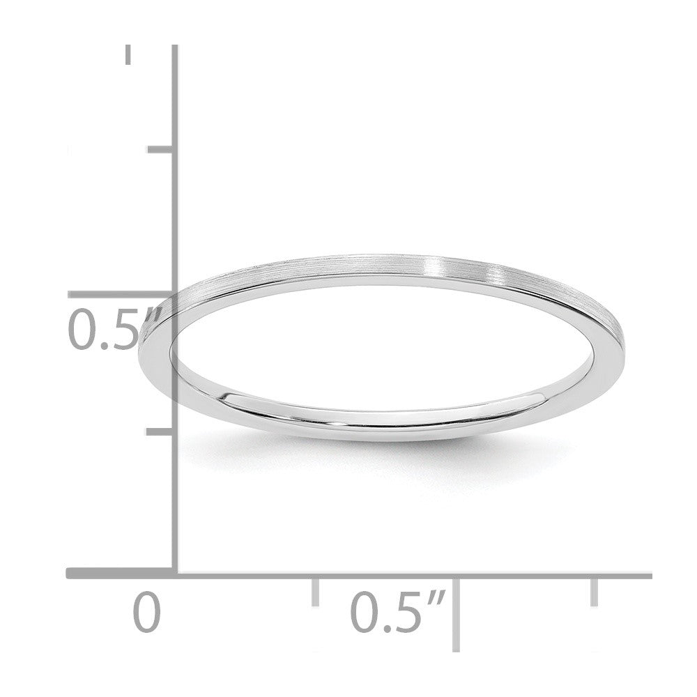 14K White Gold 1.2mm Flat Satin Stackable Band Size 7