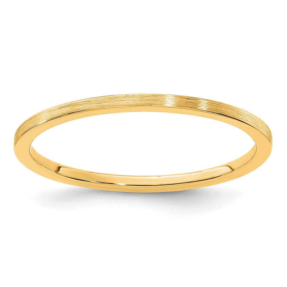 14K Yellow Gold 1.2mm Flat Satin Stackable Band Size 7.5