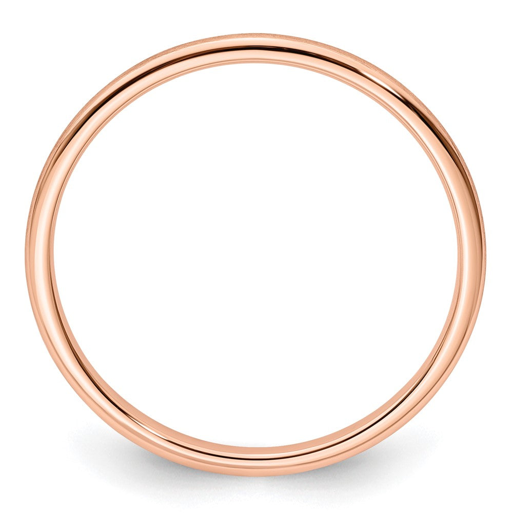 14K Rose Gold 1.2mm Half Round Satin Stackable Band Size 4.5