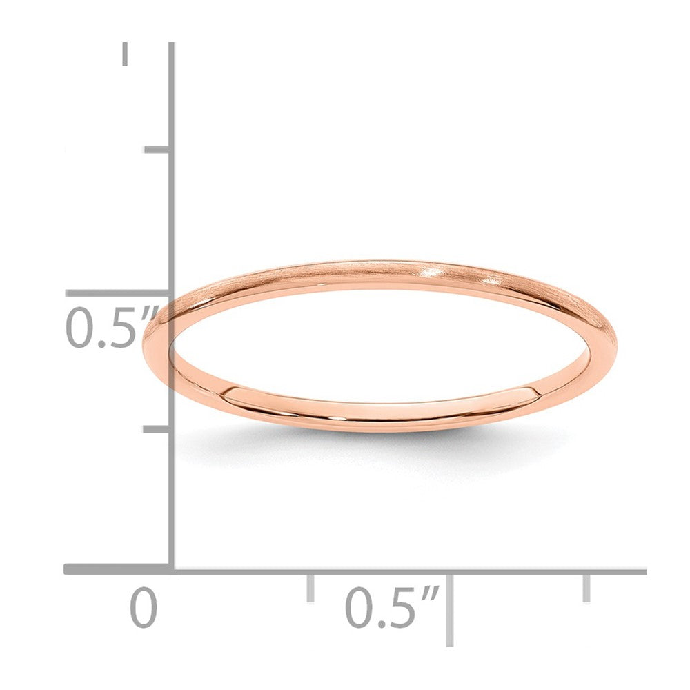 14K Rose Gold 1.2mm Half Round Satin Stackable Band Size 6.5