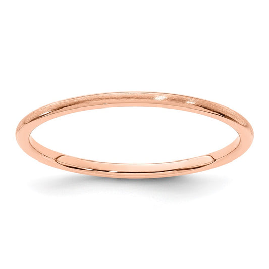 14K Rose Gold 1.2mm Half Round Satin Stackable Band Size 9.5