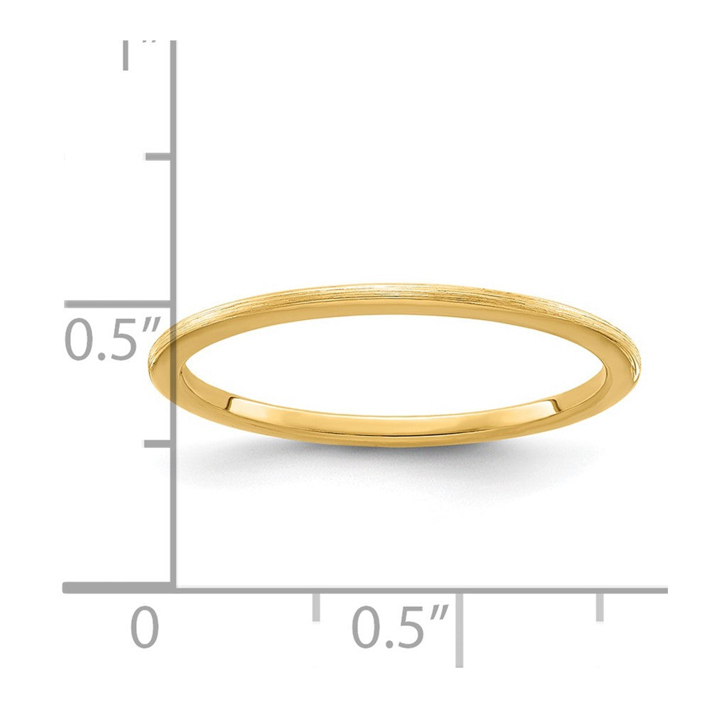 14K Yellow Gold 1.2mm Half Round Satin Stackable Band Size 8.5