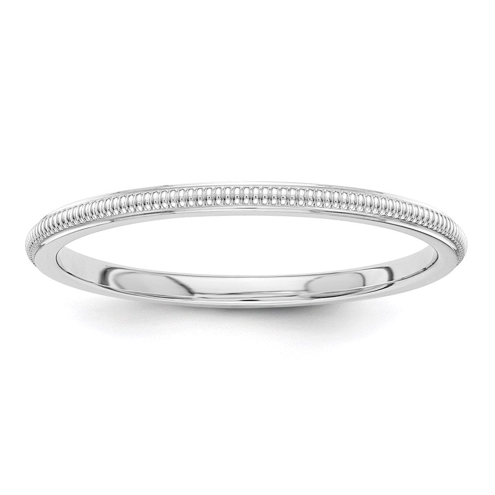 14k White Gold 1.5mm Milgrain Stackable Band Size 5.5