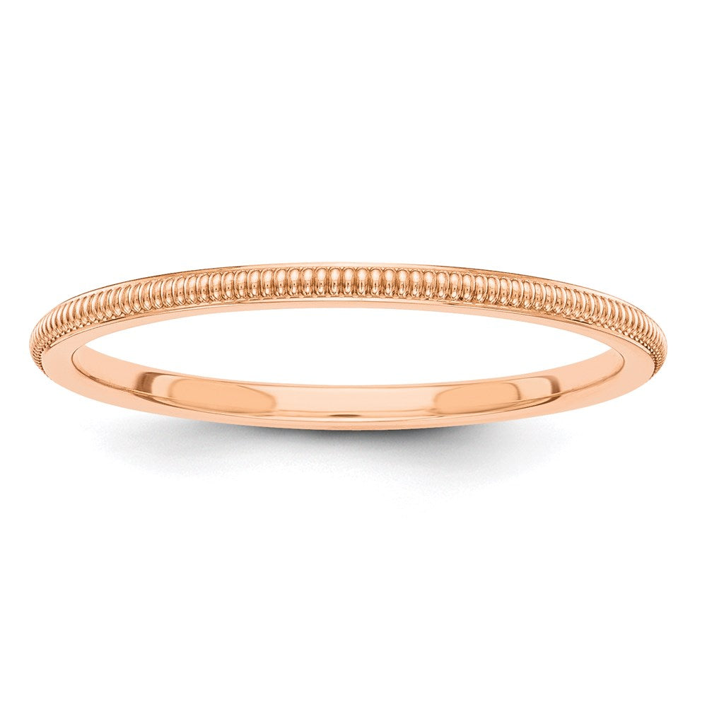 14k Rose Gold 1.5mm Milgrain Stackable Band Size 4