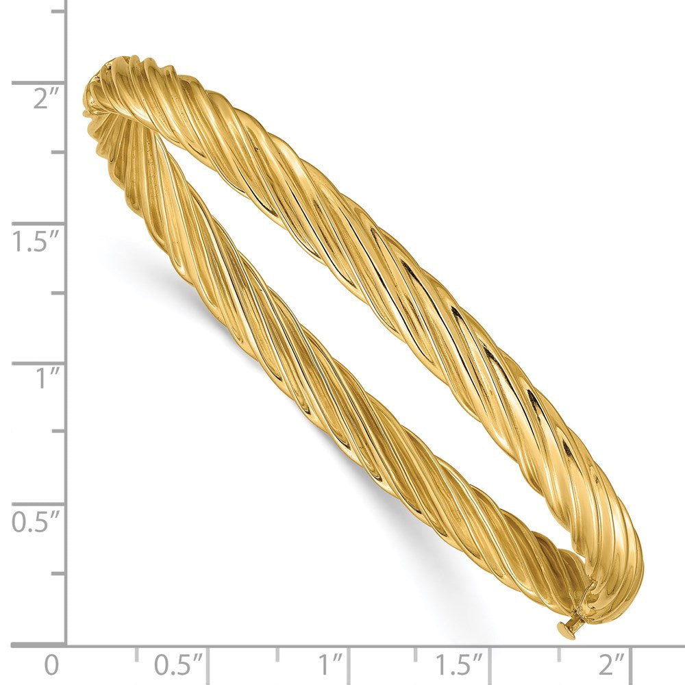 14k 4/16 Oversize Textured Hinged Bangle Bracelet
