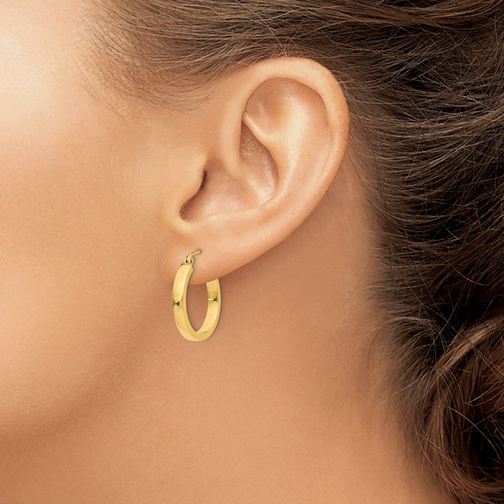 14k Yellow Gold 2x3mm Square Tube Hoops