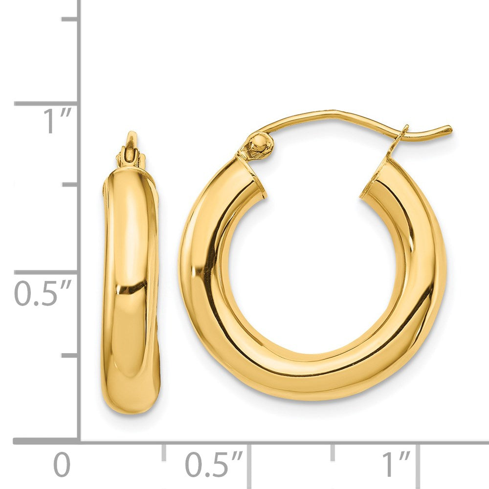 14k Polished 4mm Tube Hoop Earrings