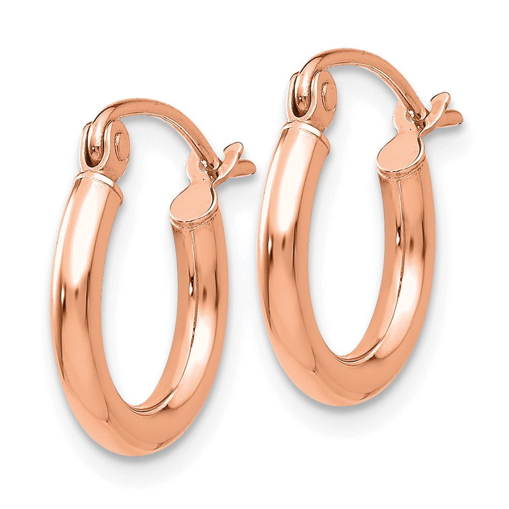 14k Rose Gold Rose Gold Polished 2x12mm Lightweight Tube Hoop Earrings
