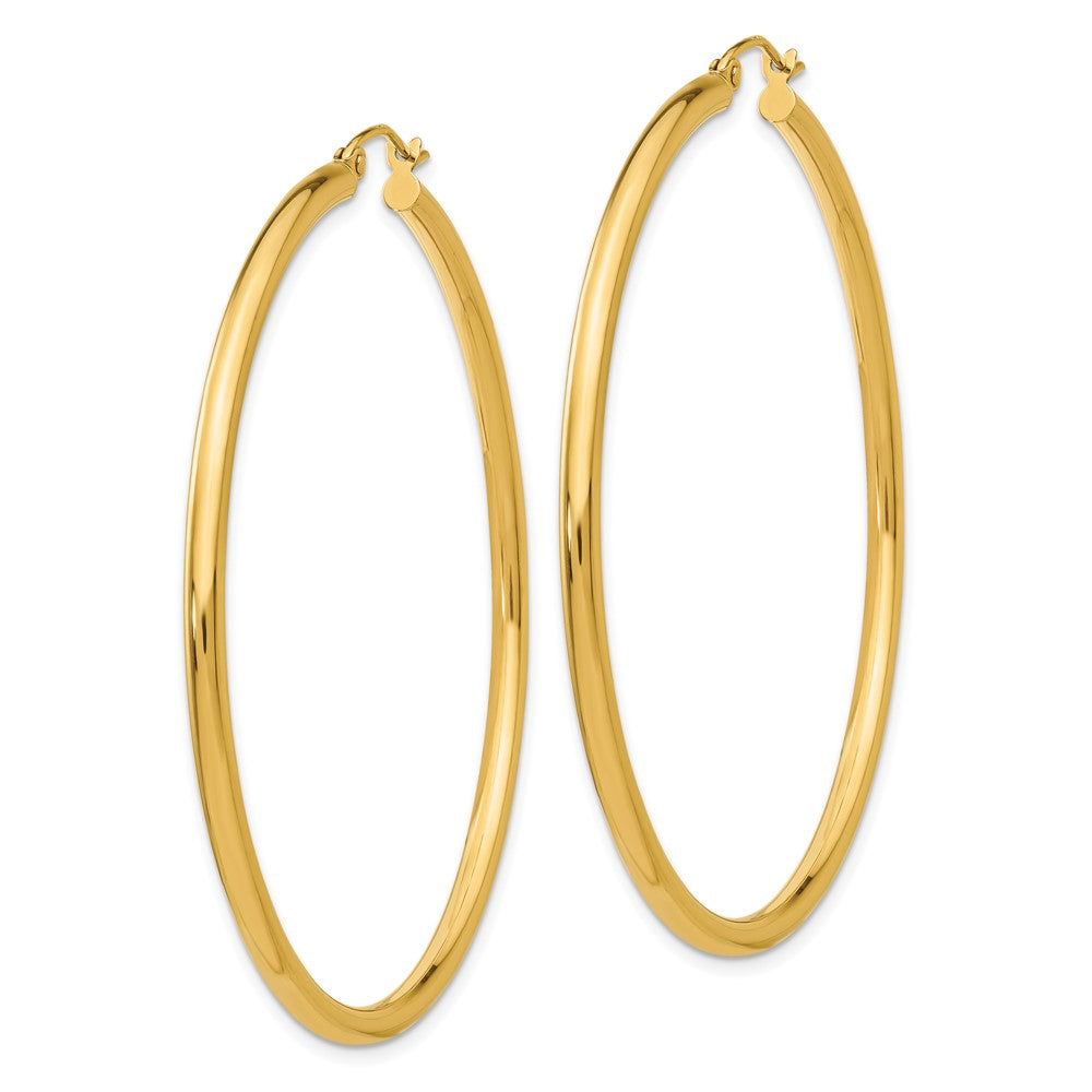 14K Polished 2.5mm Tube Hoop Earrings