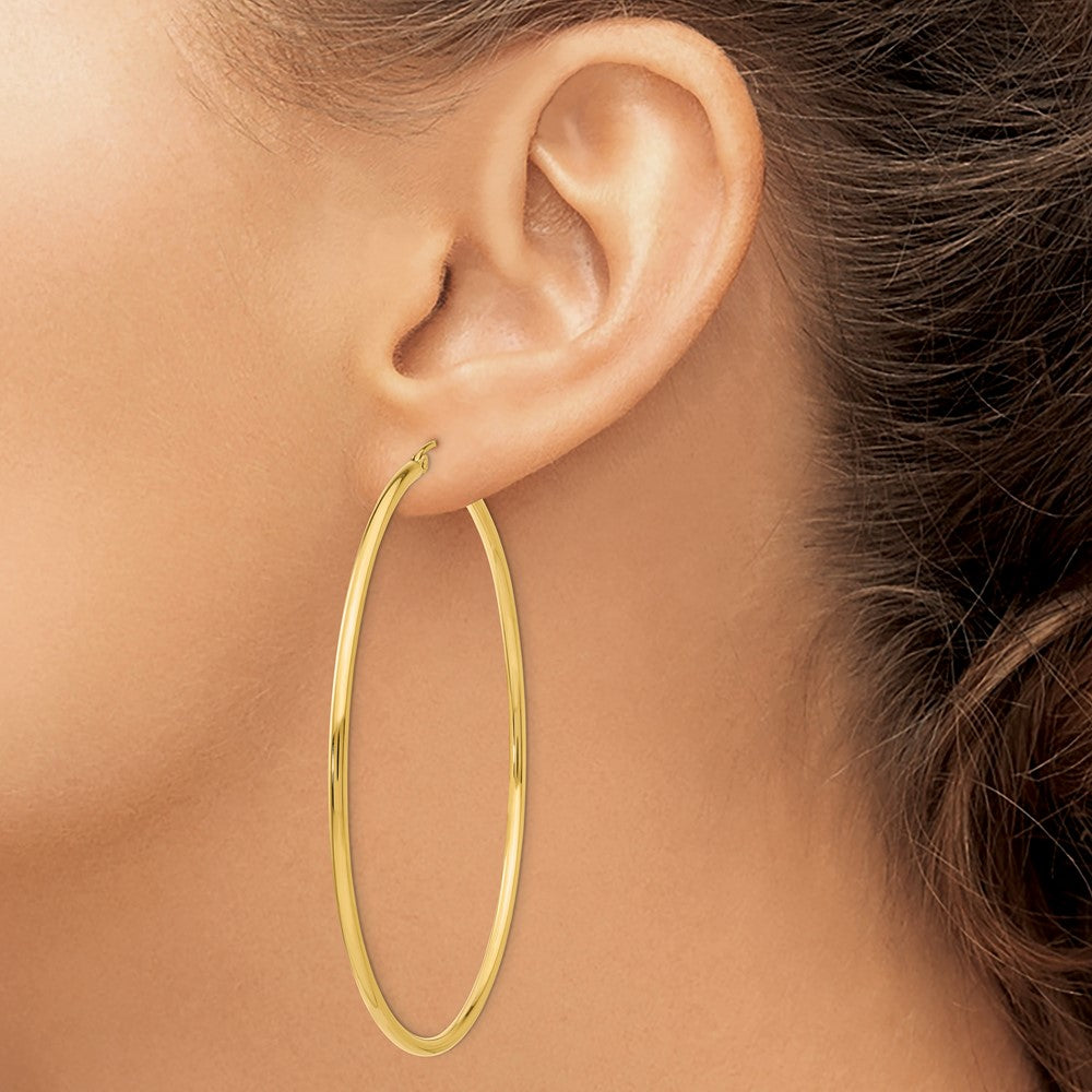 14K Polished 2.5mm Tube Hoop Earrings