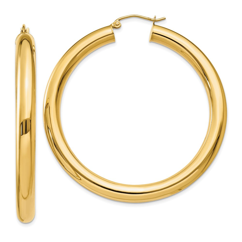 14k Yellow Gold Polished 5mm Tube Hoop Earrings