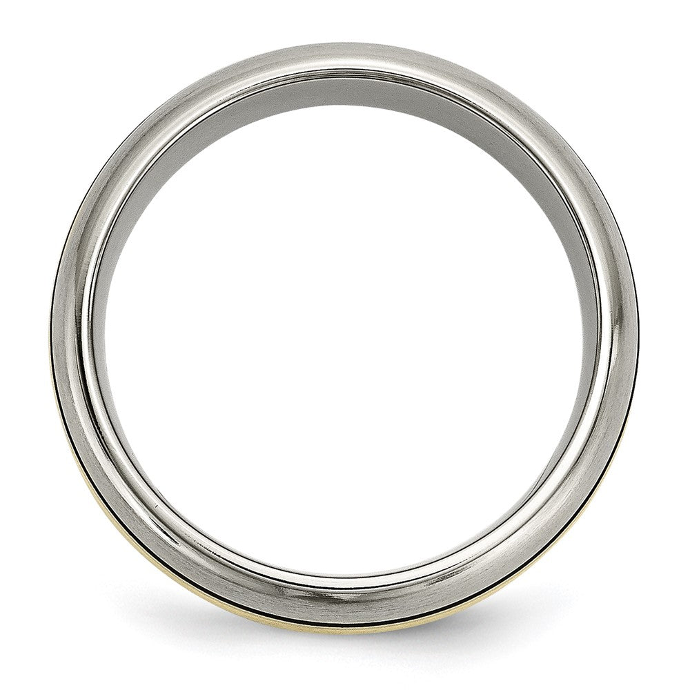 Chisel Titanium Antiqued and Brushed with 14k Yellow Gold Inlay 8mm Grooved Band