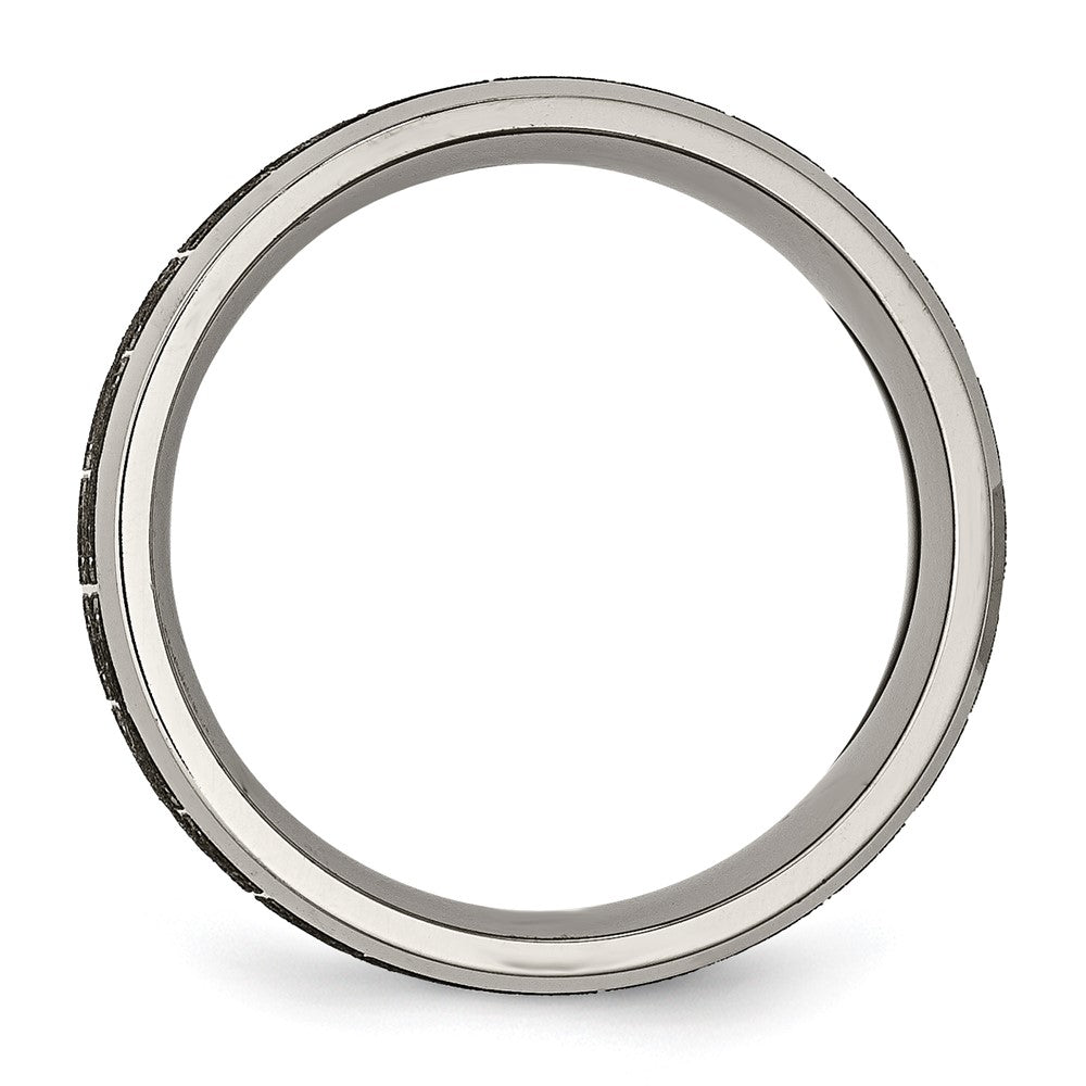 Chisel Titanium Brushed and Polished Greek Key Laser Design 8mm Beveled Band