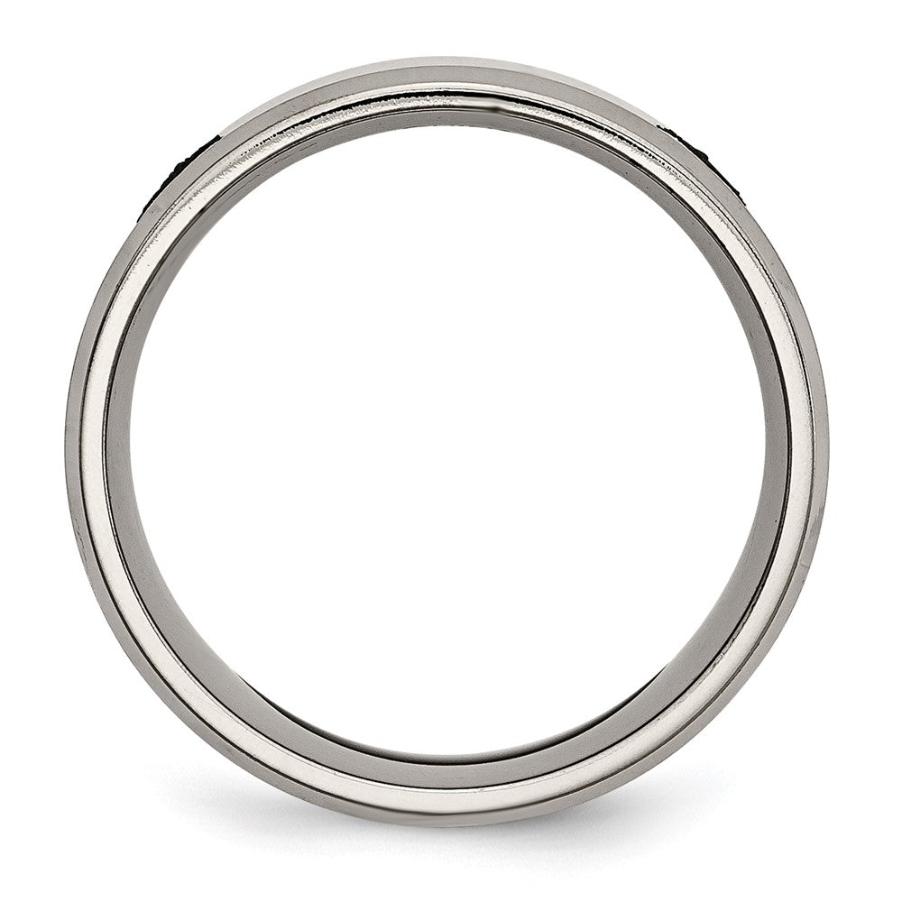Chisel Titanium Brushed and Polished Masonic Laser Design 8mm Beveled Edge Band