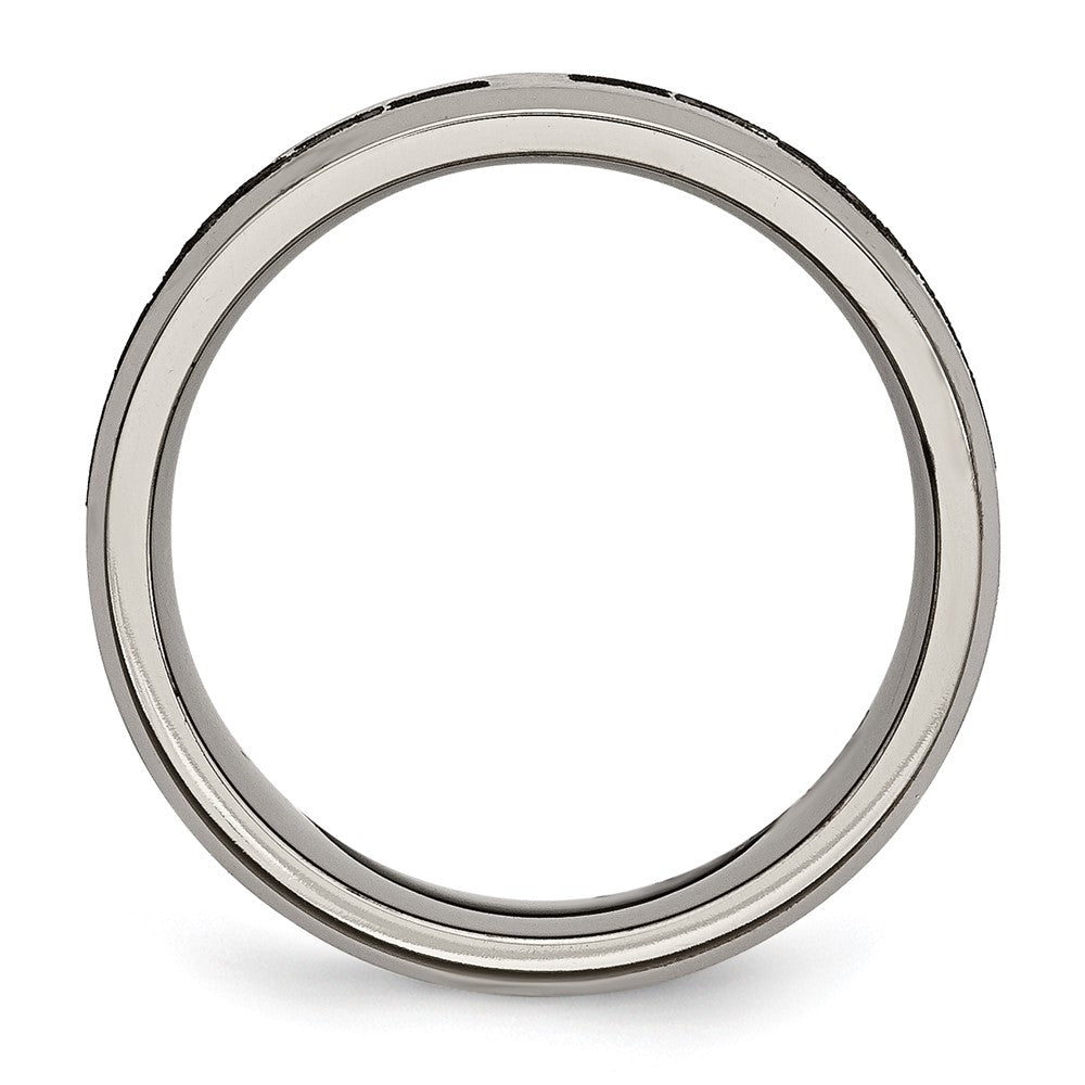 Chisel Titanium Brushed and Polished Claddagh Laser Design 8mm Beveled Edge Band