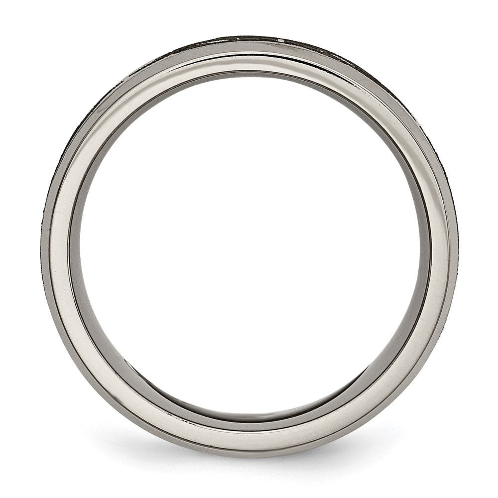 Chisel Titanium Brushed and Polished Cross Laser Design 8mm Beveled Edge Band