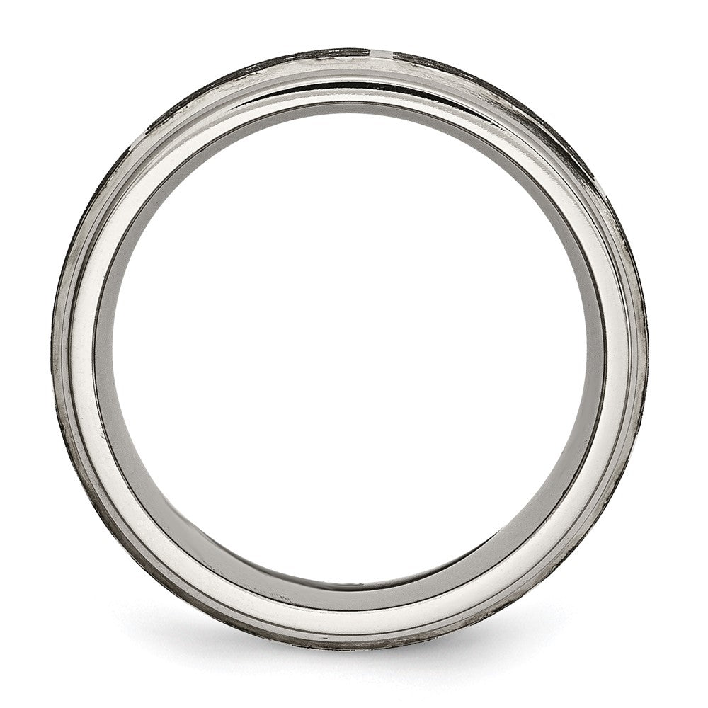 Chisel Titanium Brushed and Polished Celtic Laser Design 8mm Ridged Edge Band