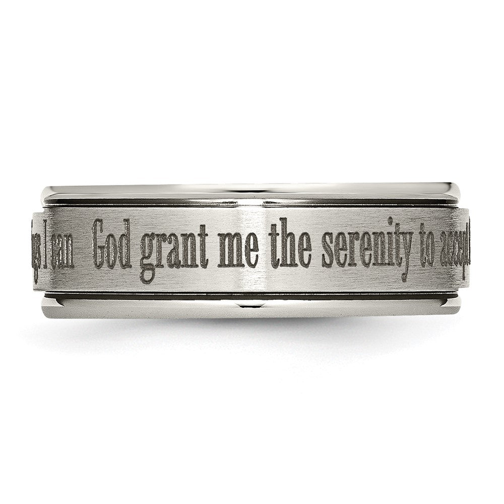 Chisel Titanium Brushed and Polished Serenity Laser Design 8mm Ridged Edge Band