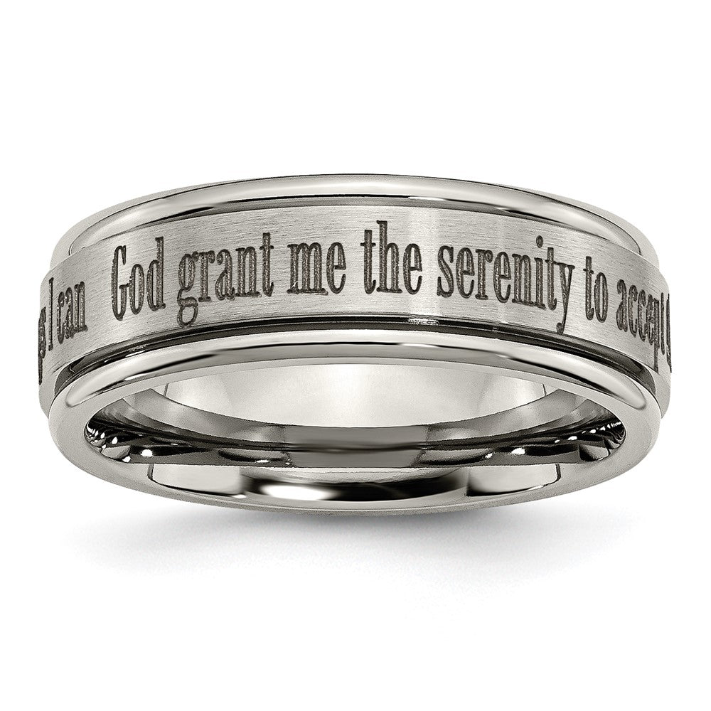 Chisel Titanium Brushed and Polished Serenity Laser Design 8mm Ridged Edge Band