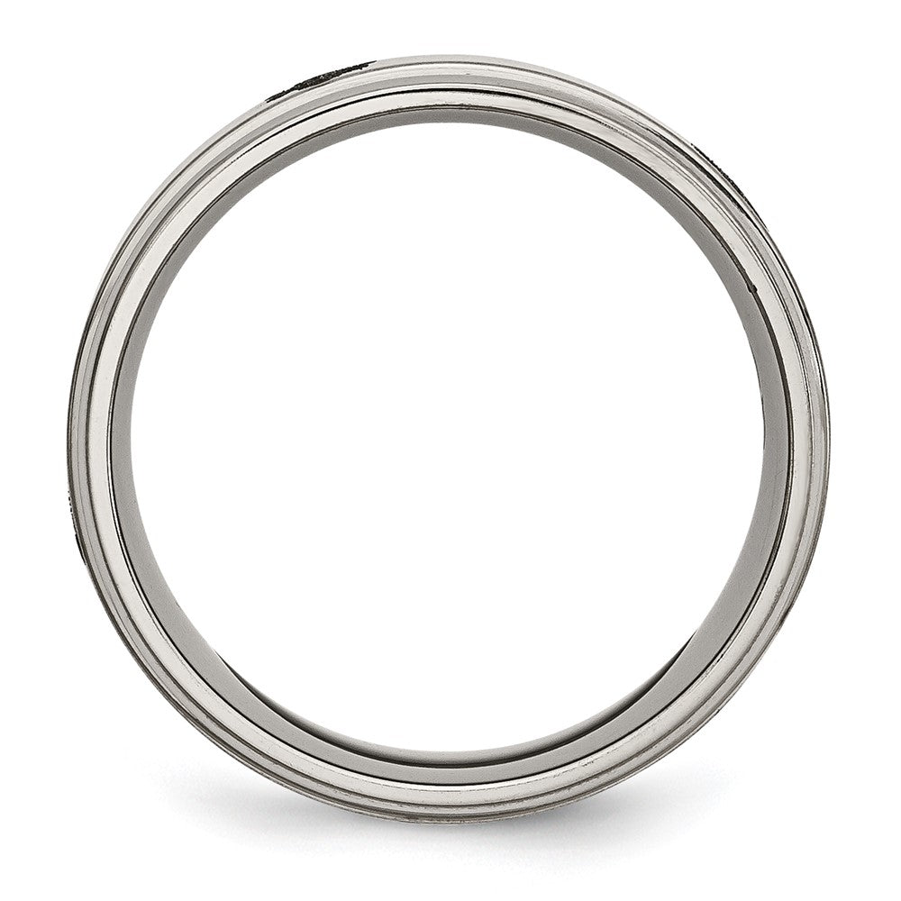 Chisel Titanium Brushed and Polished Masonic Laser Design 8mm Ridged Edge Band