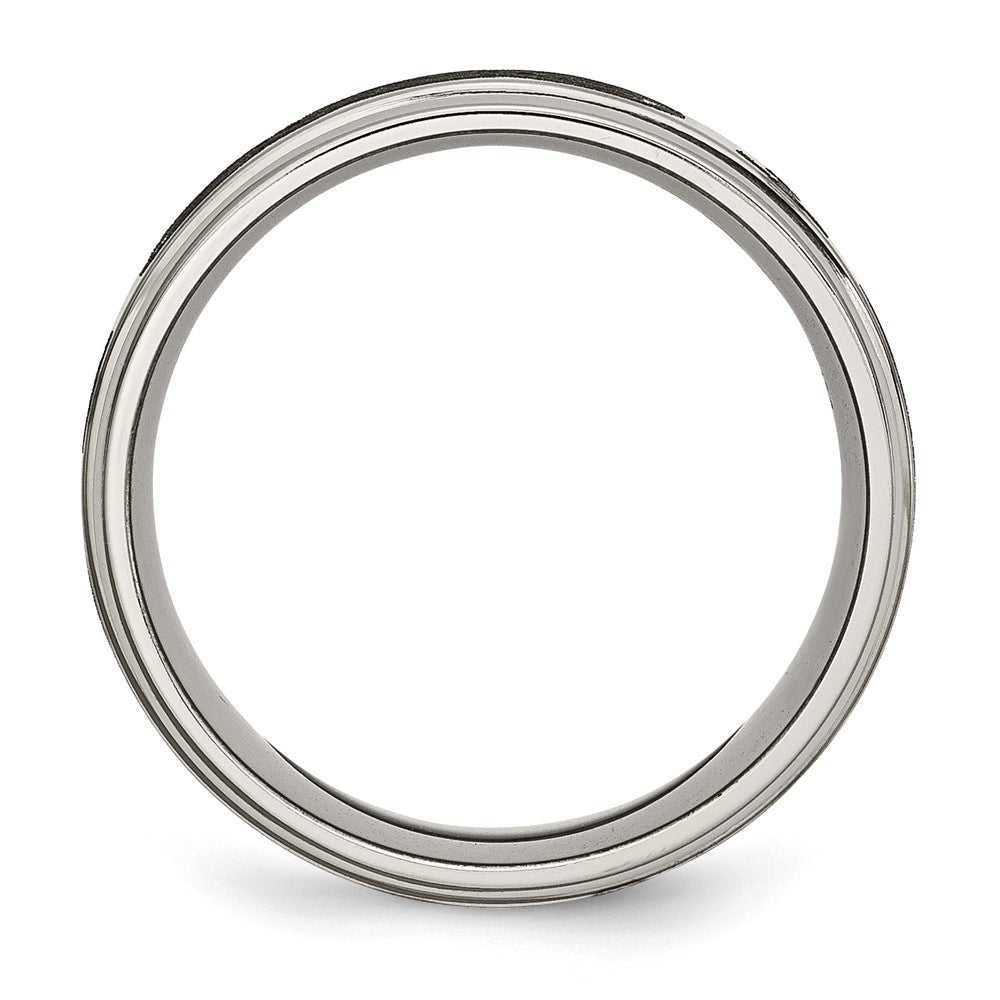 Chisel Titanium Brushed and Polished Cross Laser Design 8mm Ridged Edge Band