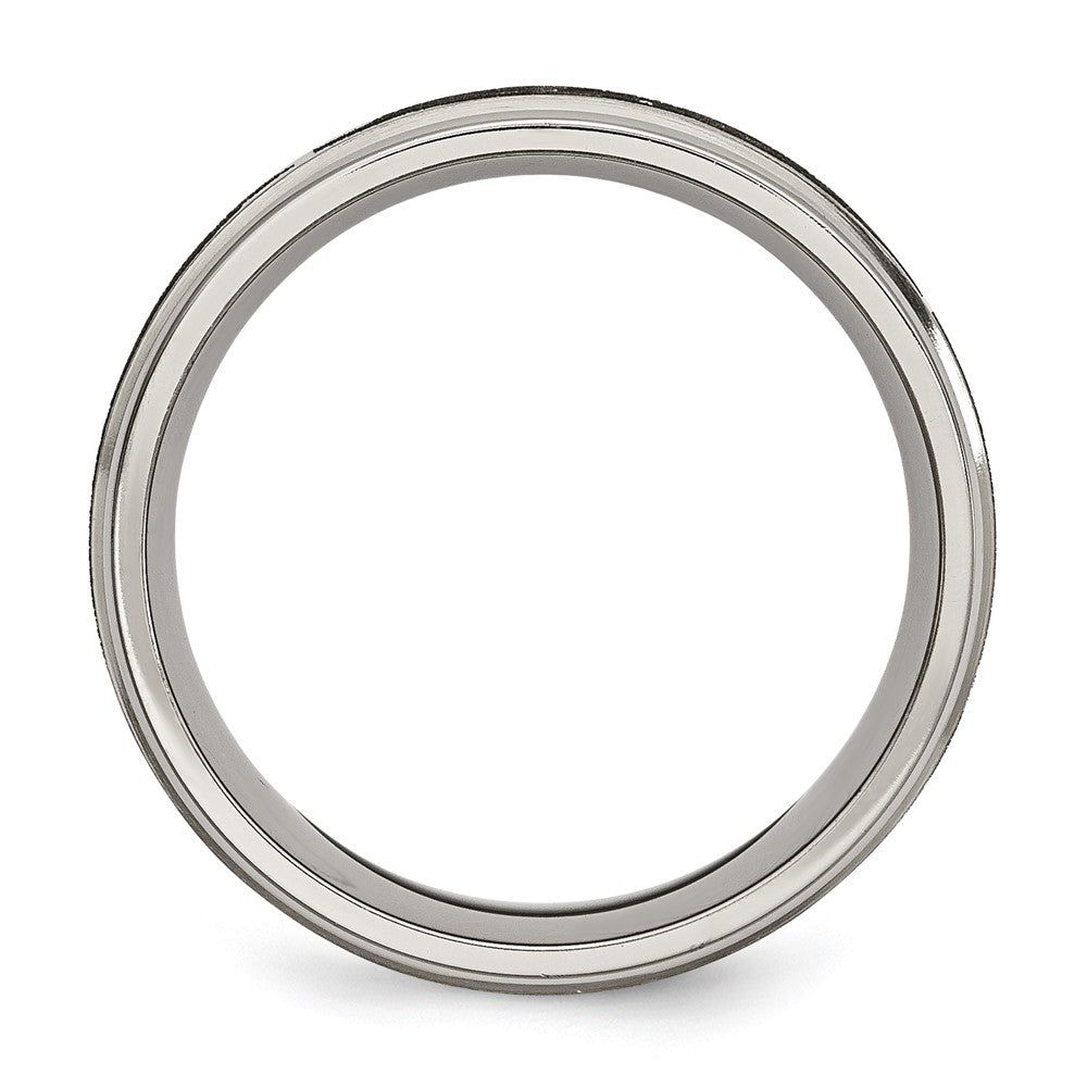 Chisel Titanium Brushed and Polished Cross Laser Design 8mm Ridged Edge Band