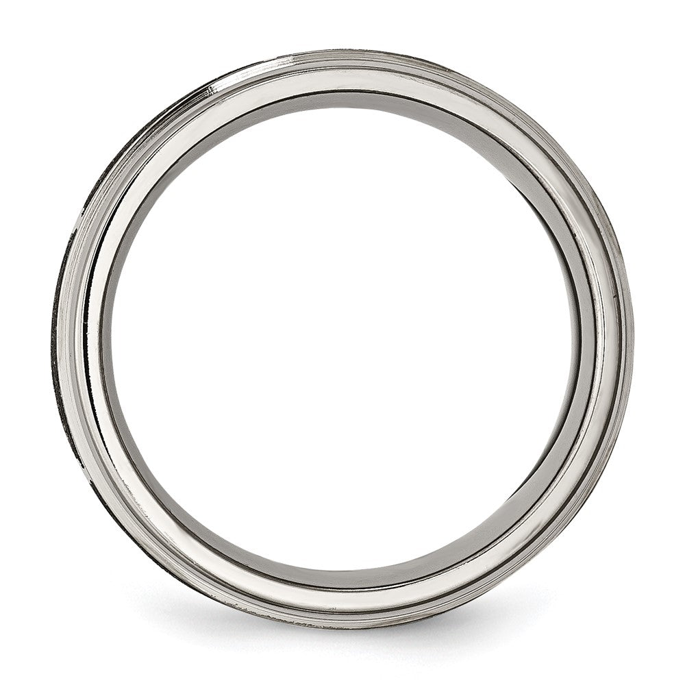 Chisel Titanium Brushed and Polished Flame Laser Design 8mm Ridged Edge Band