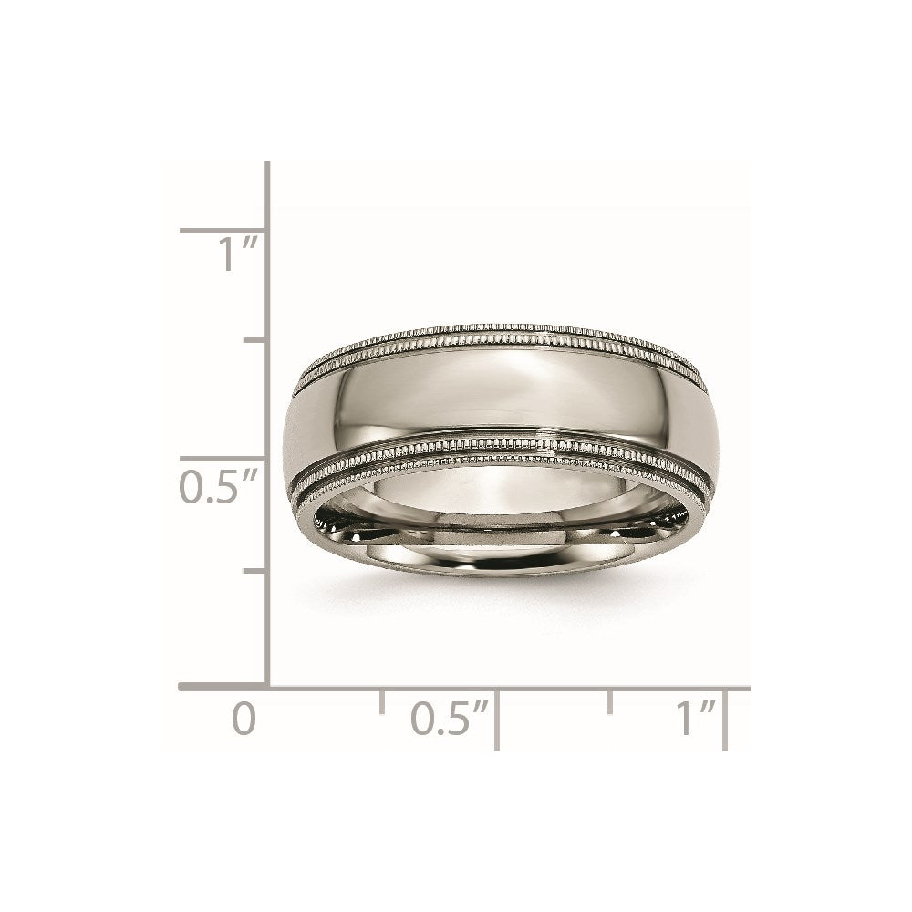 Chisel Titanium Polished 8mm Grooved and Beaded Edge Band