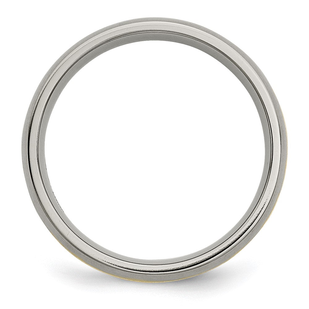 Chisel Titanium Brushed with 14k Yellow Gold Inlay 6mm Grooved Band