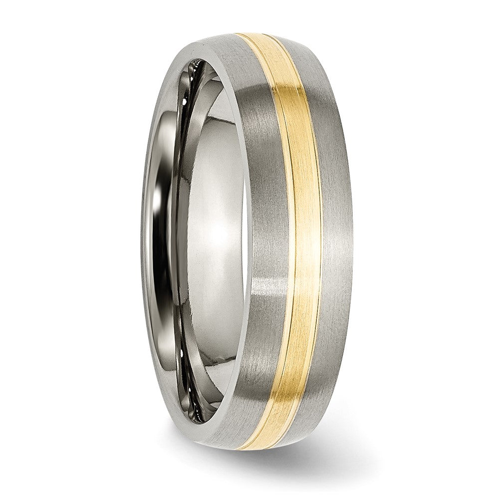 Chisel Titanium Brushed with 14k Yellow Gold Inlay 6mm Grooved Band