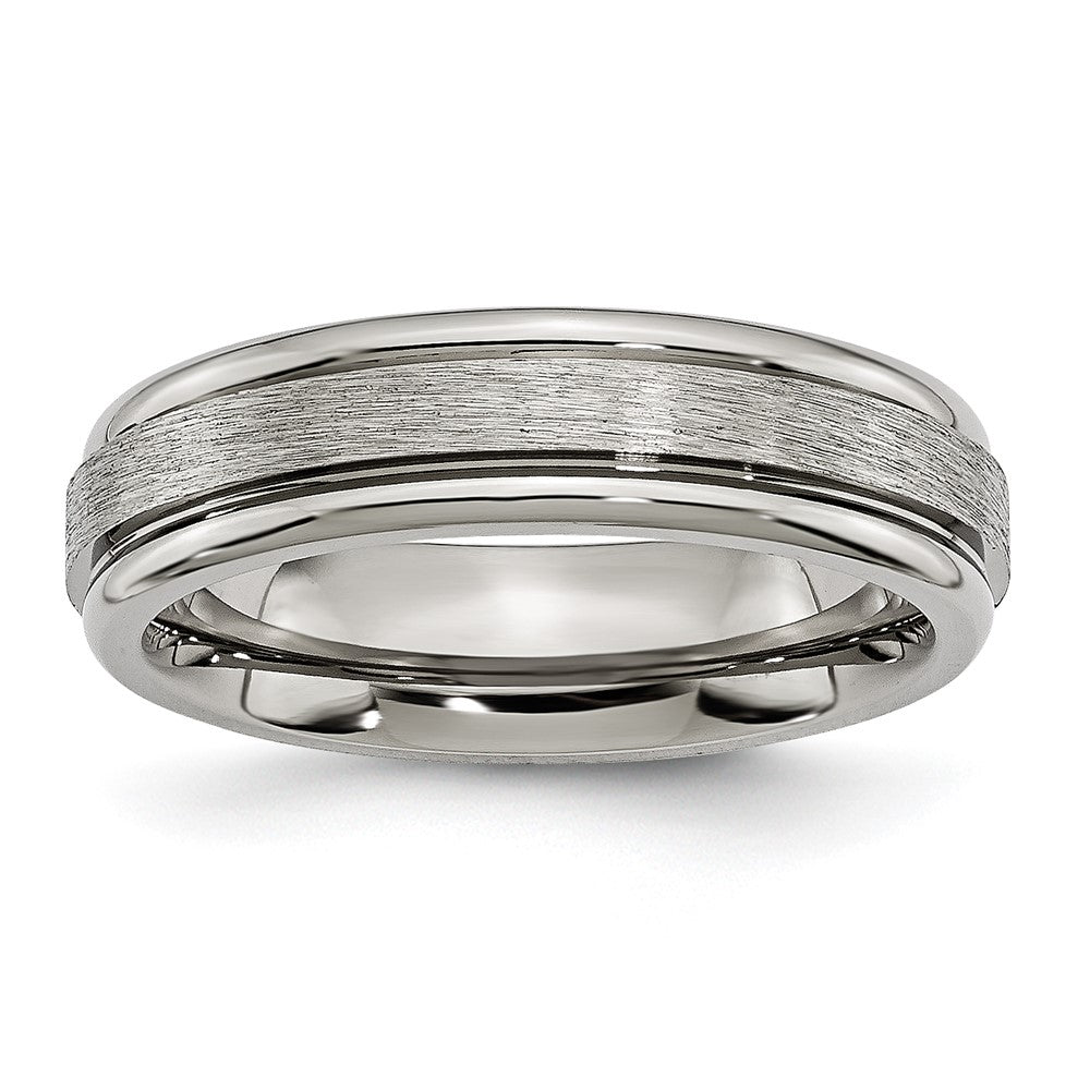 Chisel Titanium Brushed and Polished 6mm Grooved Edge Band
