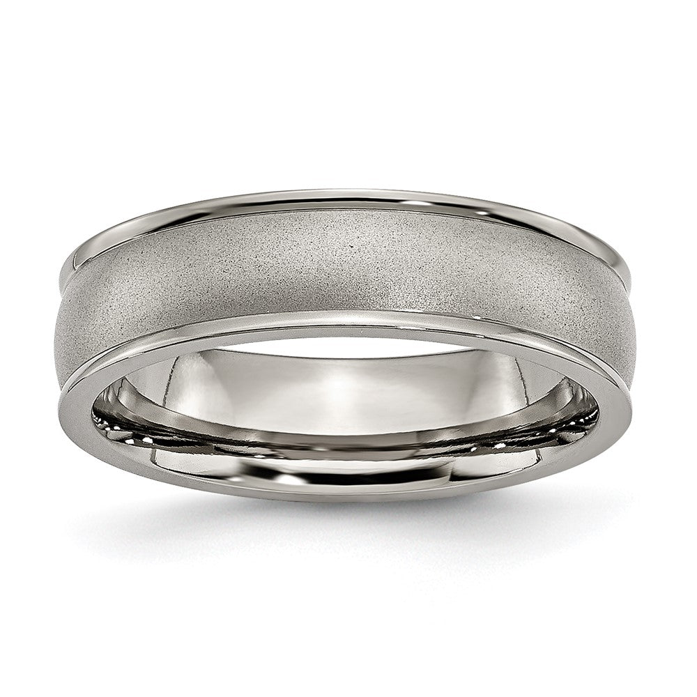 Chisel Titanium Brushed Center 6mm Ridged Edge Band