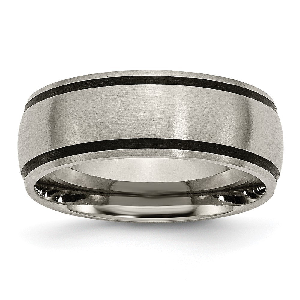 Chisel Titanium Brushed with Black Rubber 8mm Band