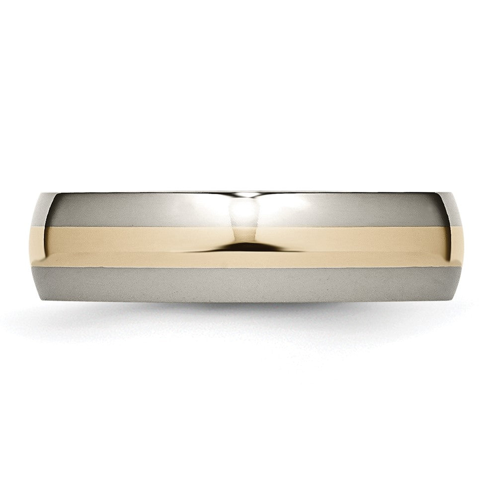 Chisel Titanium Polished with 14k Yellow Gold Inlay 6mm Band