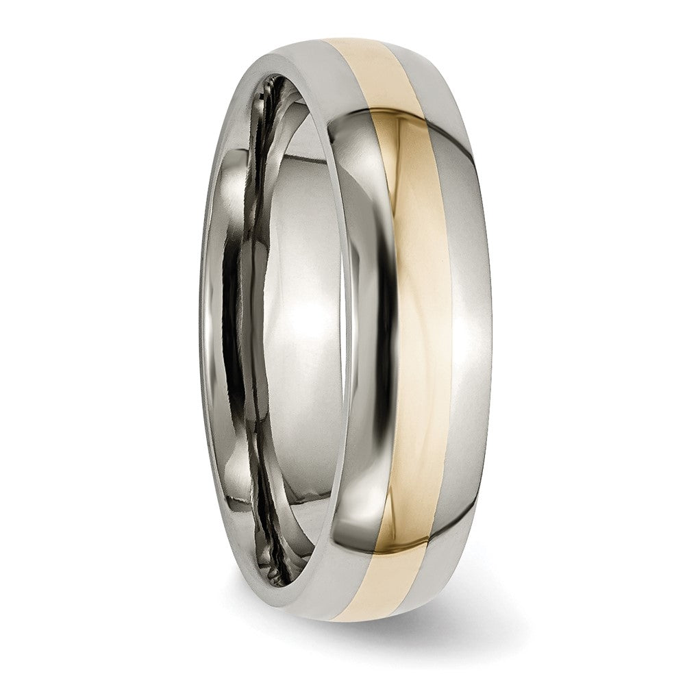 Chisel Titanium Polished with 14k Yellow Gold Inlay 6mm Band