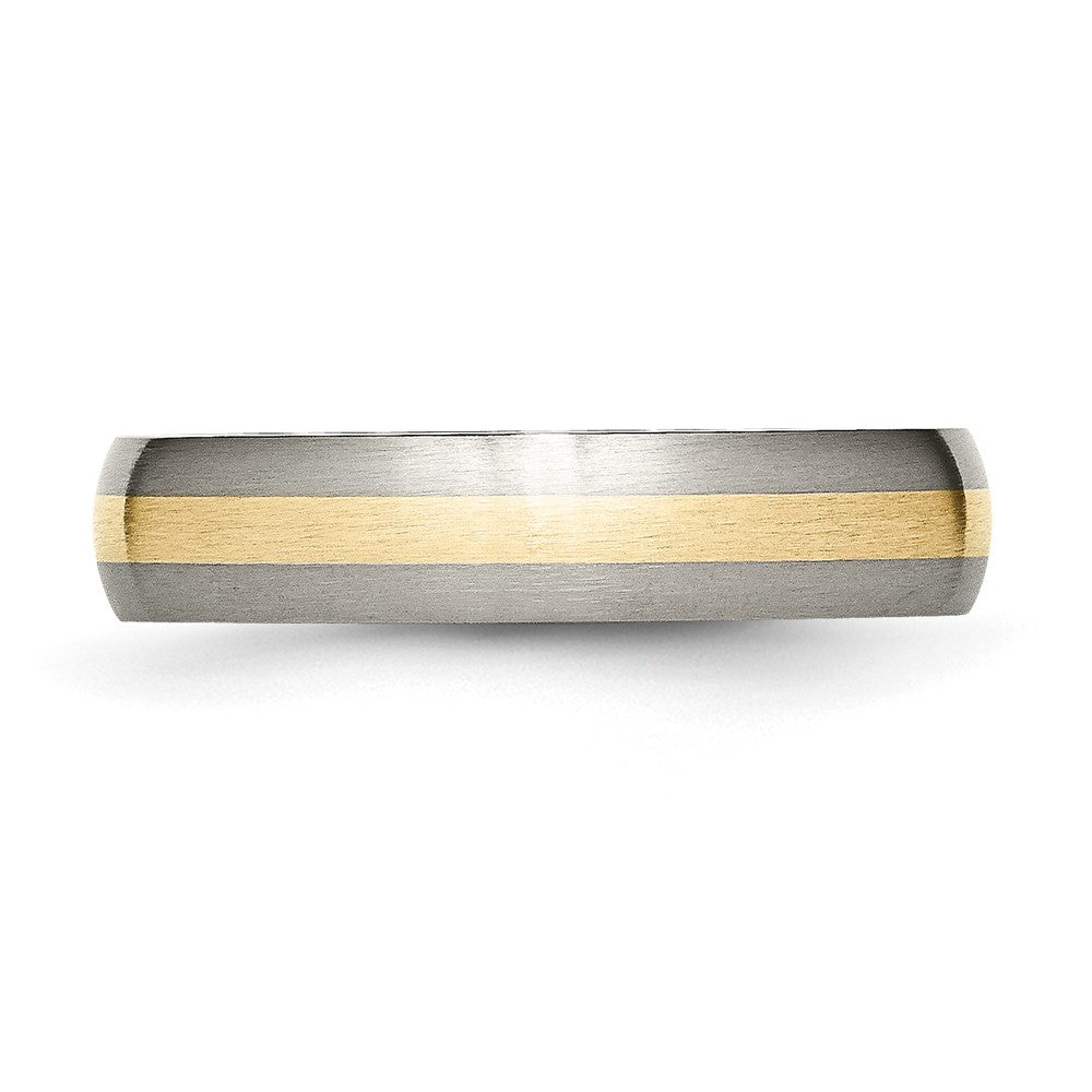 Chisel Titanium Brushed with 14k Yellow Gold Inlay 5mm Band