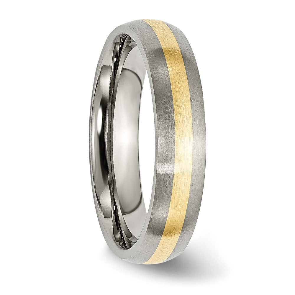 Chisel Titanium Brushed with 14k Yellow Gold Inlay 5mm Band