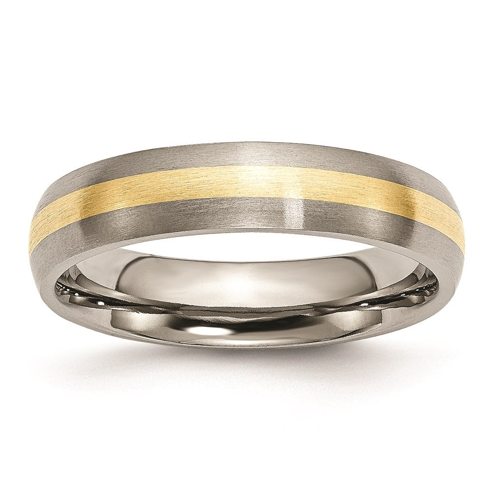 Chisel Titanium Brushed with 14k Yellow Gold Inlay 5mm Band
