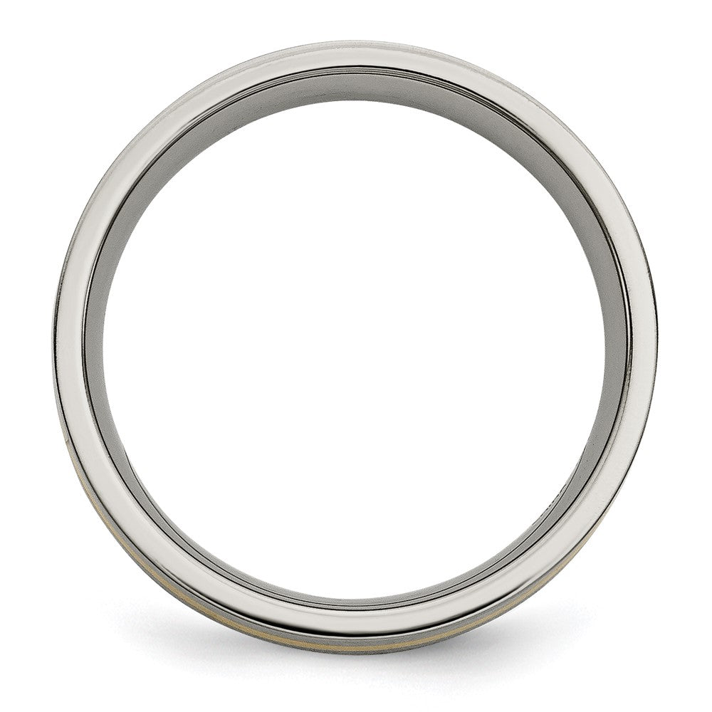 Chisel Titanium Brushed with 14k Yellow Gold Inlay 6mm Flat Band