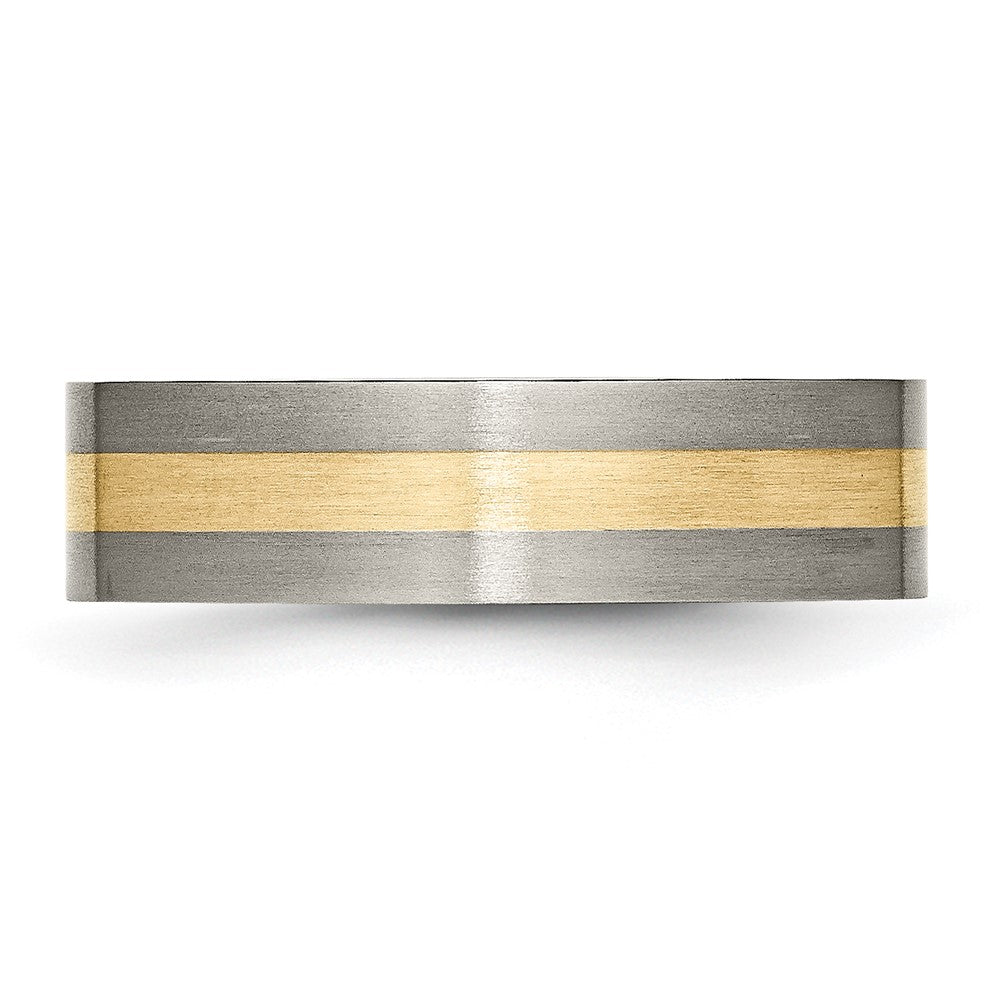 Chisel Titanium Brushed with 14k Yellow Gold Inlay 6mm Flat Band