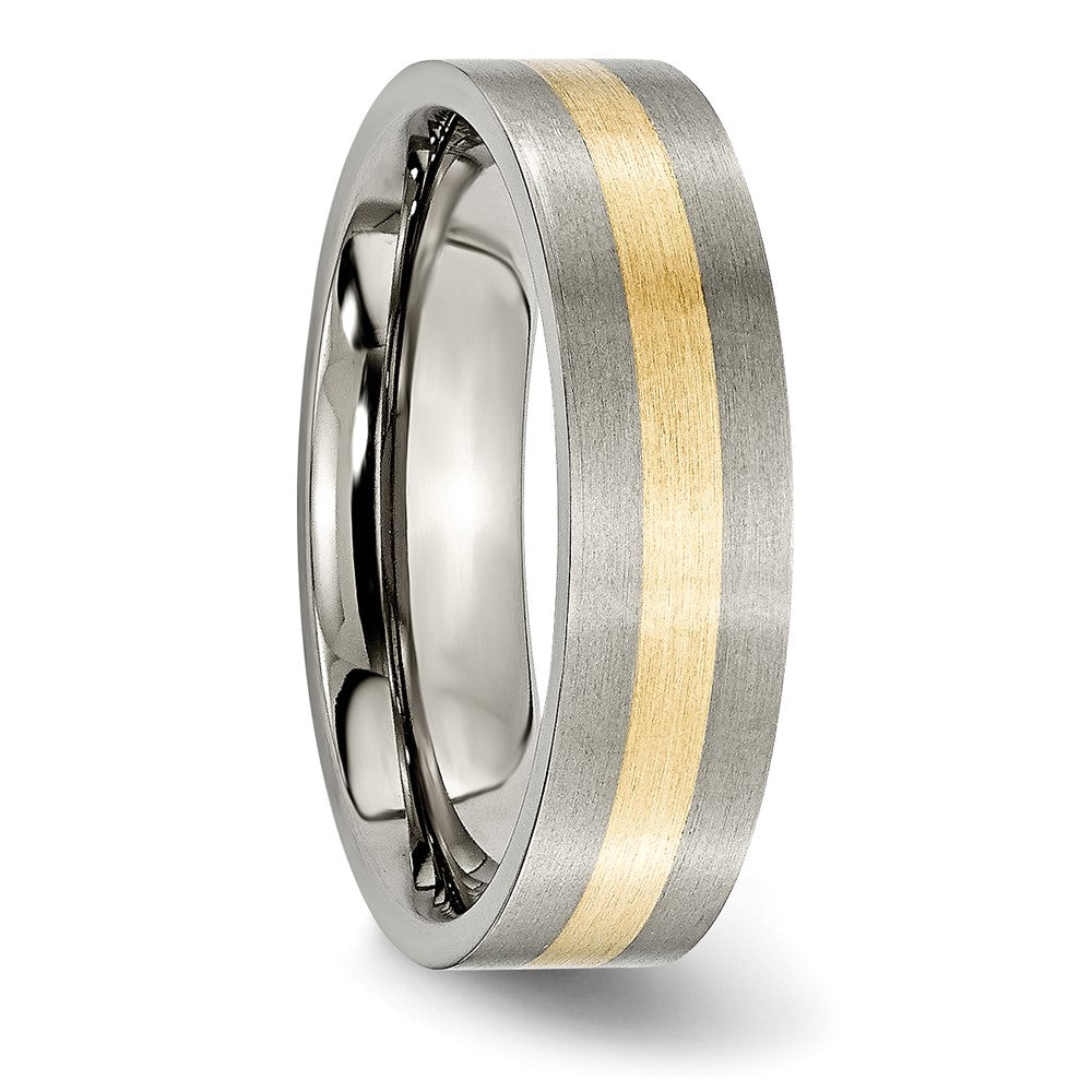 Chisel Titanium Brushed with 14k Yellow Gold Inlay 6mm Flat Band