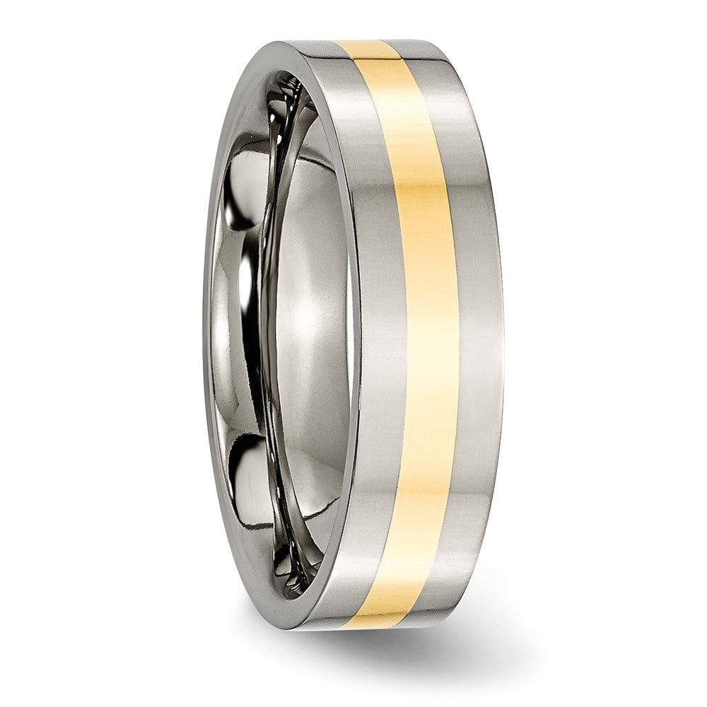 Chisel Titanium Polished with 14k Yellow Gold Inlay 6mm Flat Band