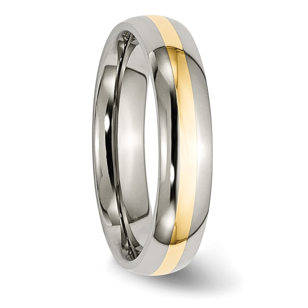 Chisel Titanium Polished with 14k Yellow Gold Inlay 5mm Band