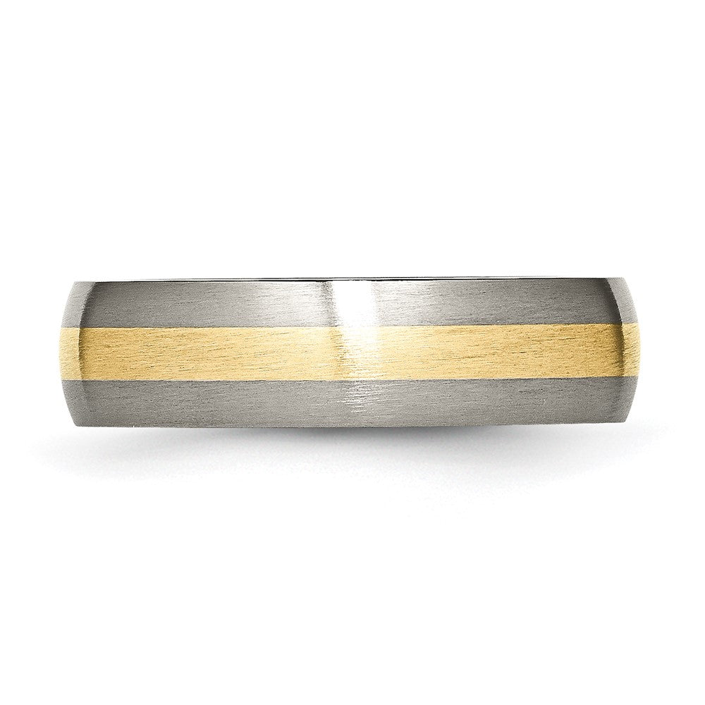 Chisel Titanium Brushed with 14k Yellow Gold Inlay 6mm Band