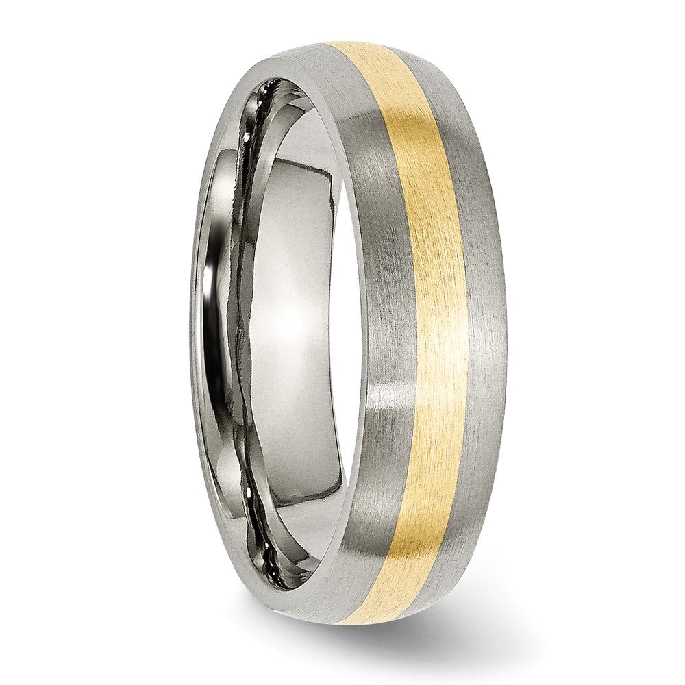 Chisel Titanium Brushed with 14k Yellow Gold Inlay 6mm Band