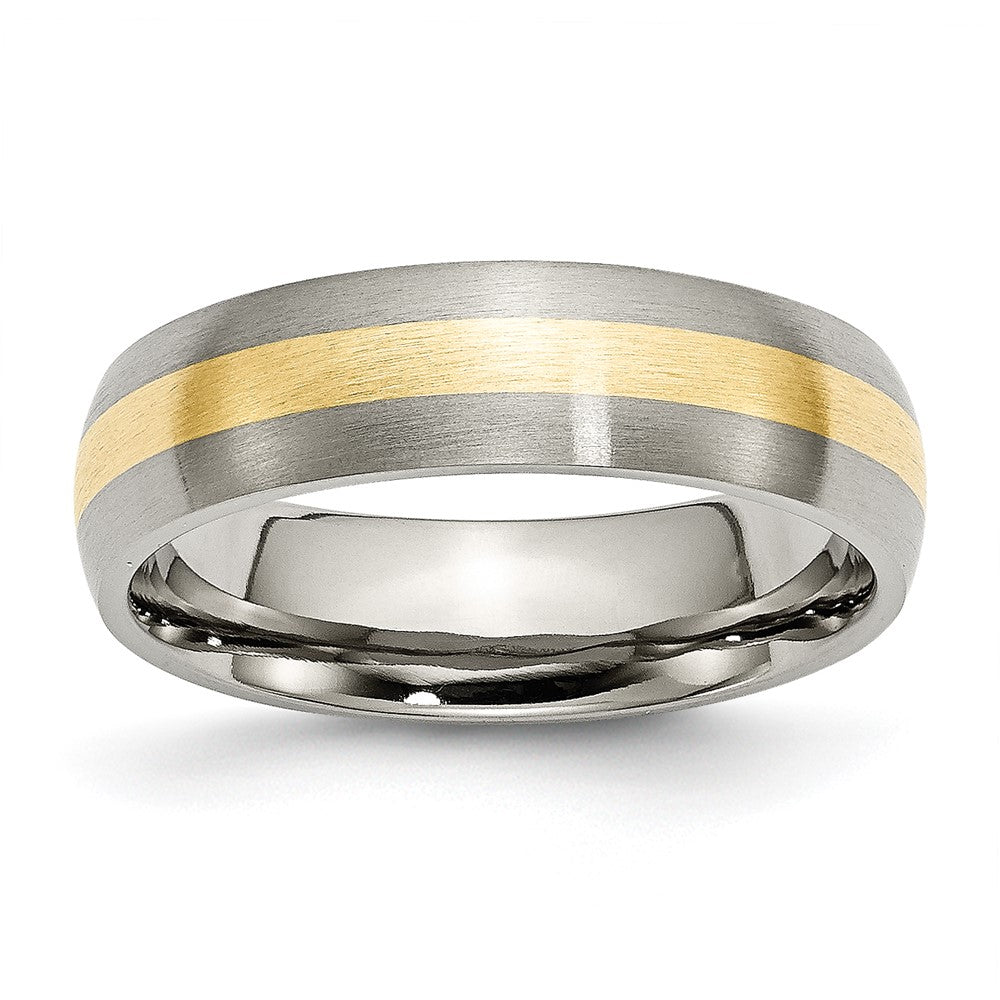 Chisel Titanium Brushed with 14k Yellow Gold Inlay 6mm Band